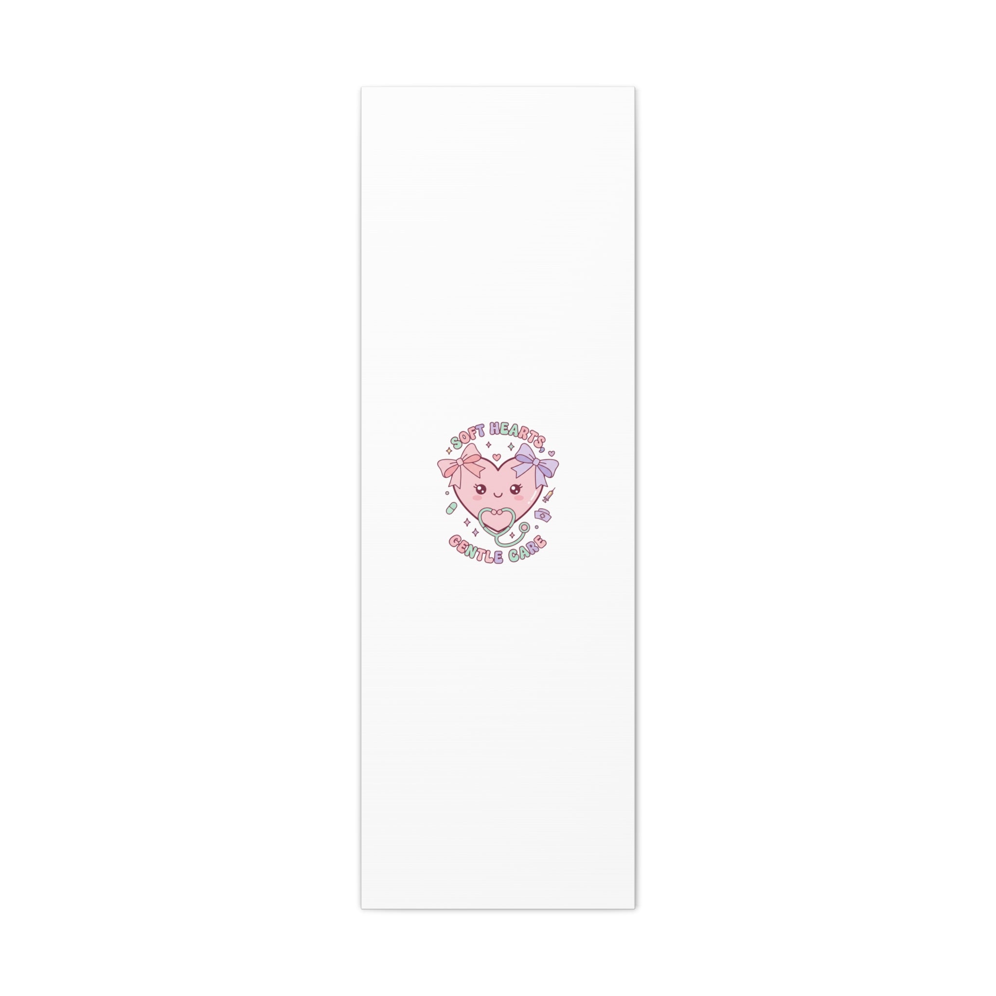Soft Hearts Gentle Care Canvas, Cute Nurse Graphic | Pastel Coquette Medical Art 16" x 48" (Vertical) 1.25"