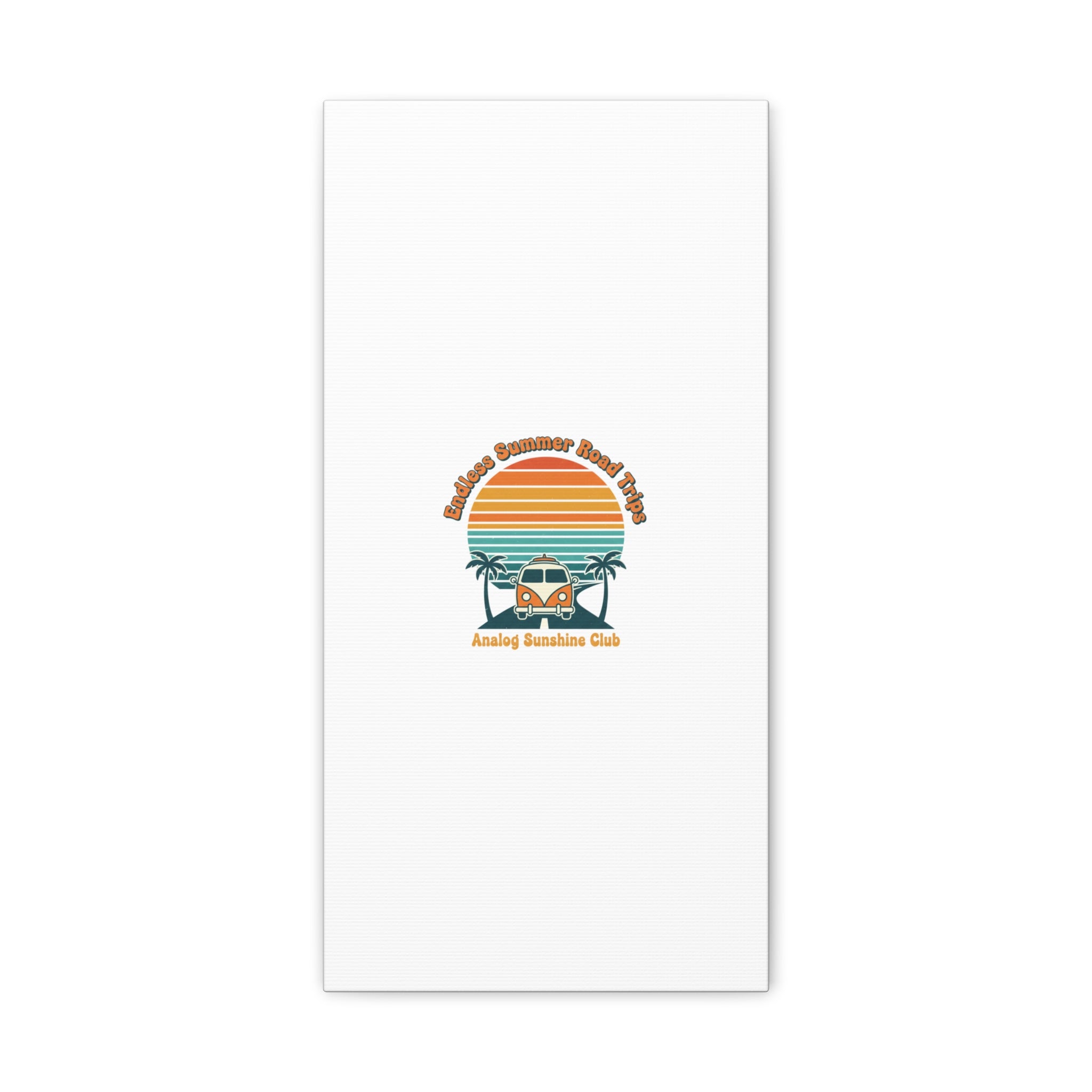 Endless Summer Road Trips Canvas | 1970s Sunset, Retro Surf Palm Art 10" x 20" (Vertical) 1.25"