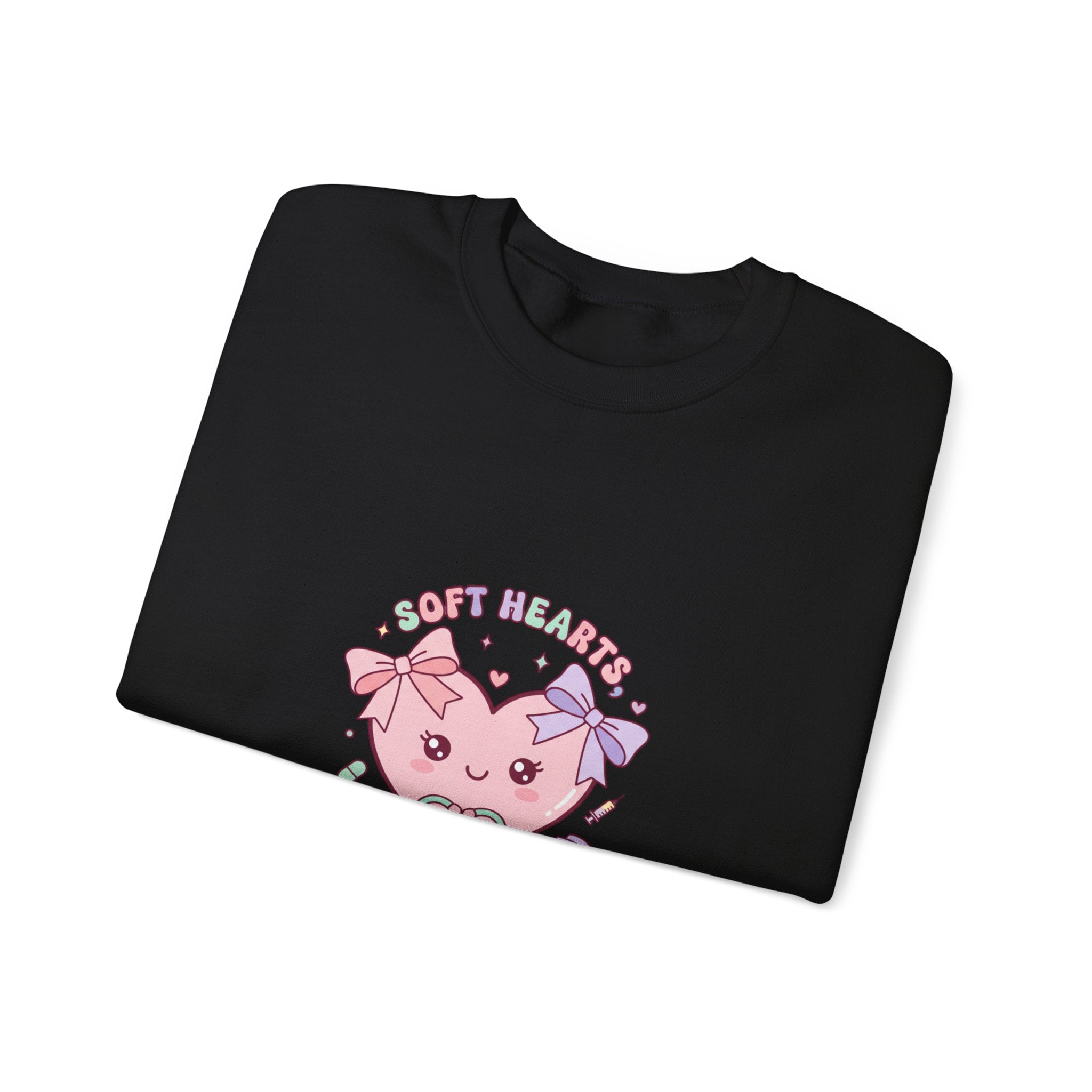 Cute Nurse Heart Crewneck Sweatshirt | pastel coquette medical, kawaii nurse graphic Navy