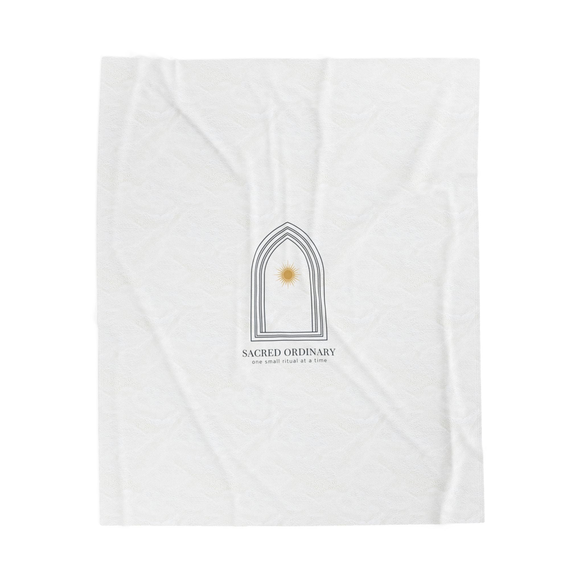 Gothic Arch Minimalist Motif Velveteen Plush Blanket | Quiet Luxury, Serene Typography