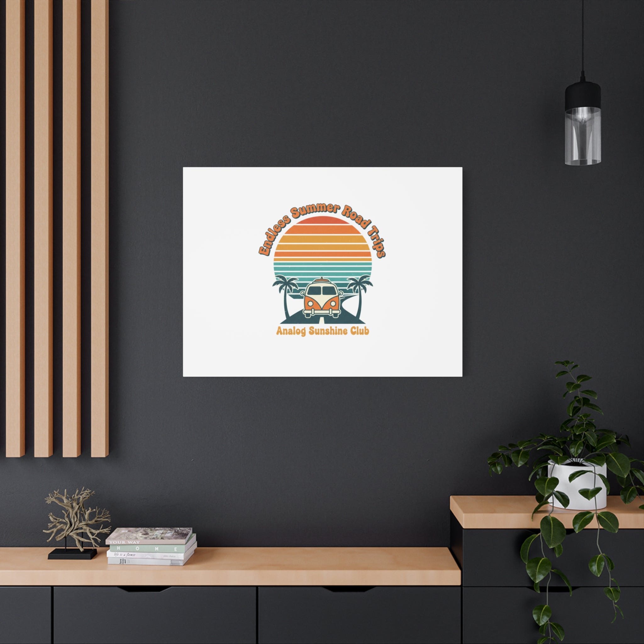 Endless Summer Road Trips Canvas | 1970s Sunset, Retro Surf Palm Art 36" x 36" 1.25"