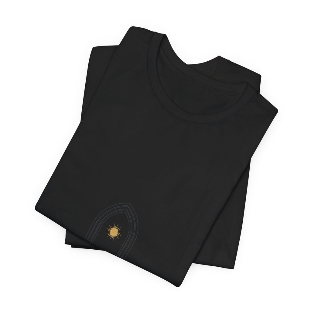 Gothic Arch Minimal Tee | Monastic Minimalism, serene typography Navy