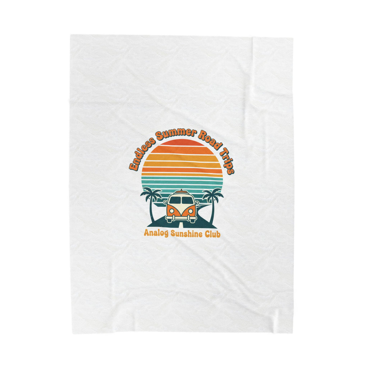Retro 70s Sunset Surf Van Blanket | Analog Sunshine, Vintage Palm Postcard — product image 2