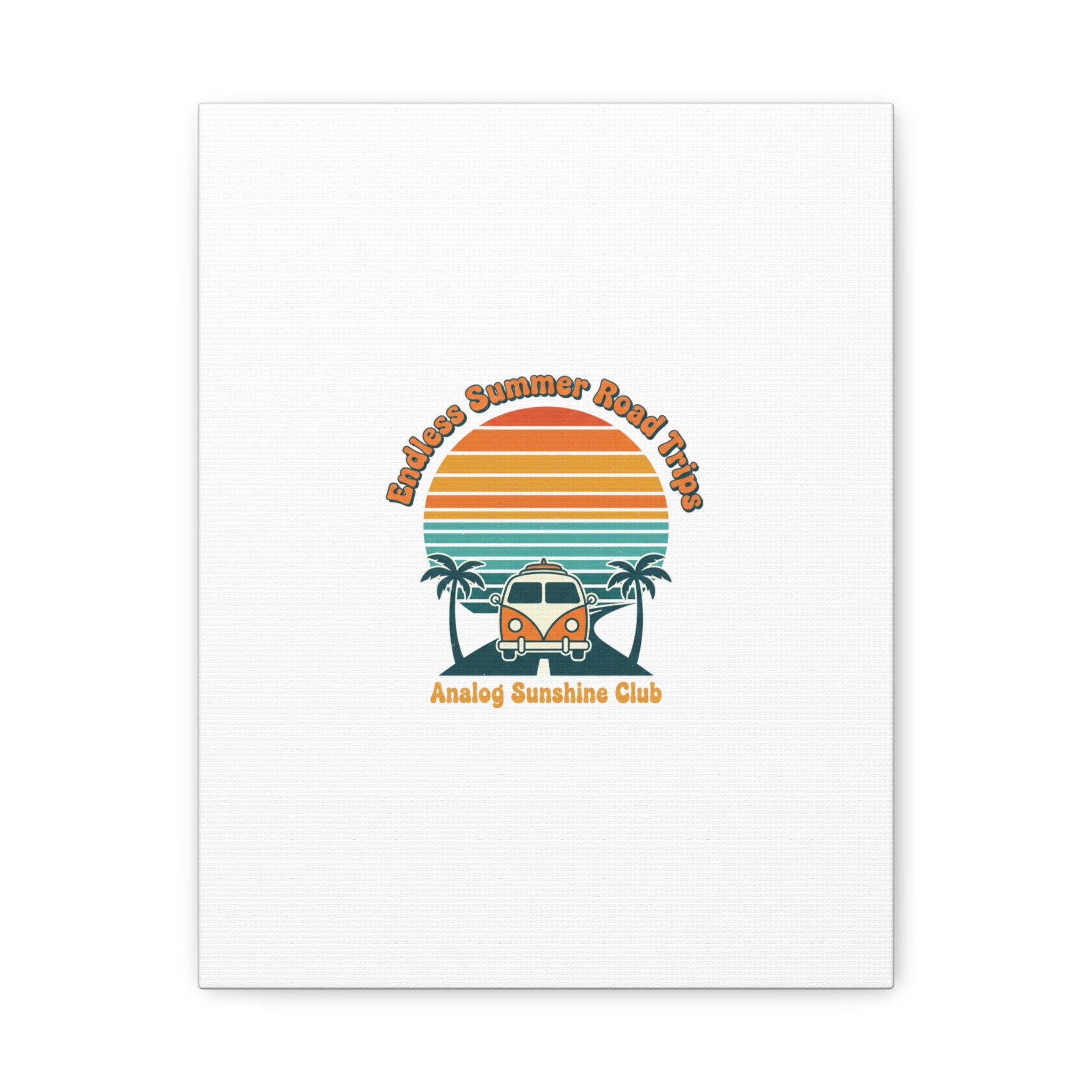 Endless Summer Road Trips Canvas | 1970s Sunset, Retro Surf Palm Art 11″ x 14″ (Vertical) 1.25"