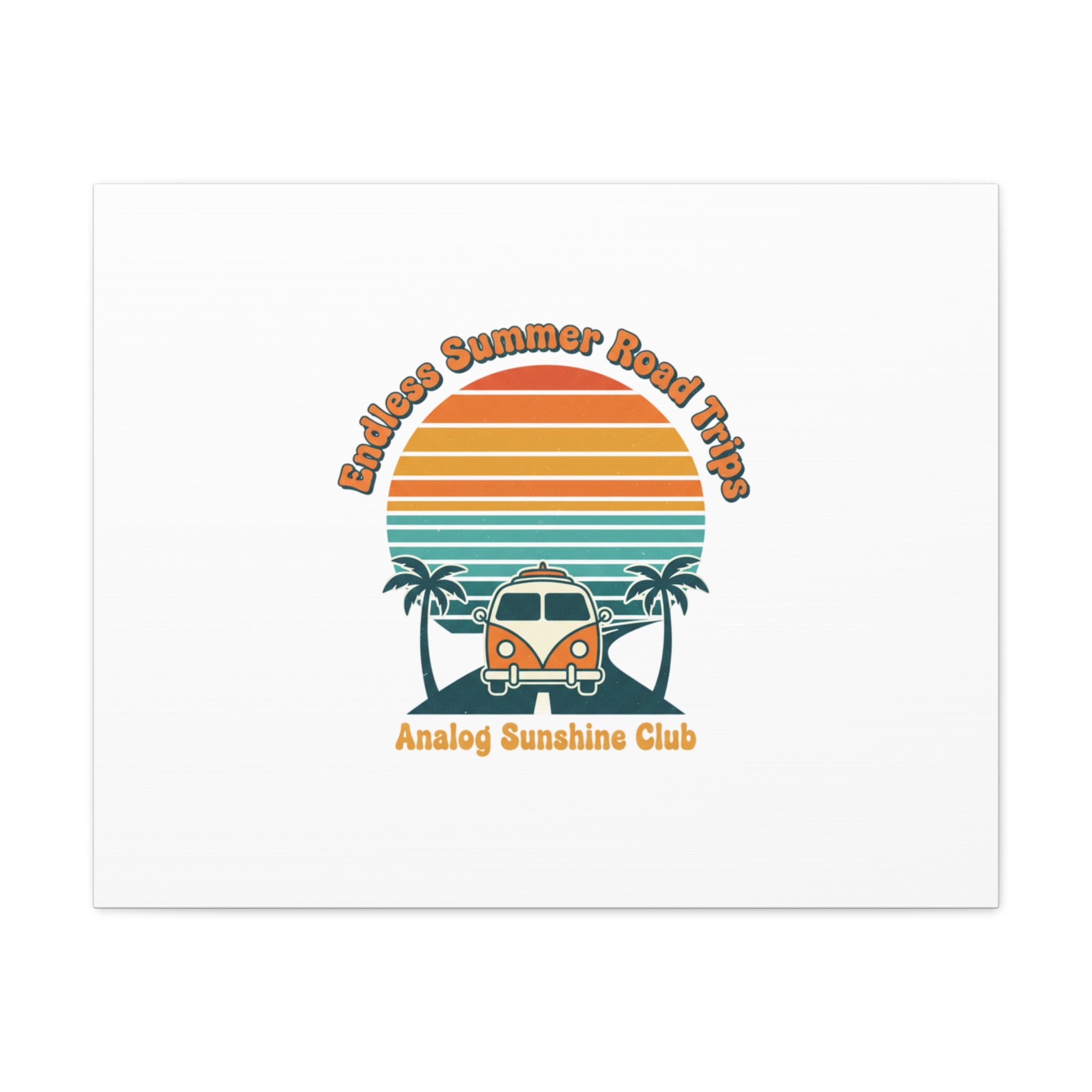 Endless Summer Road Trips Canvas | 1970s Sunset, Retro Surf Palm Art 30" x 24" (Horizontal) 1.25"