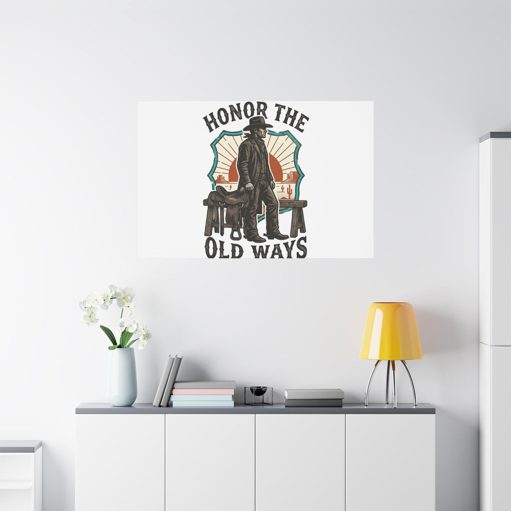 Honor the Old Ways Canvas, Western Americana vintage cowboy frontier 36" x 36" 1.25"