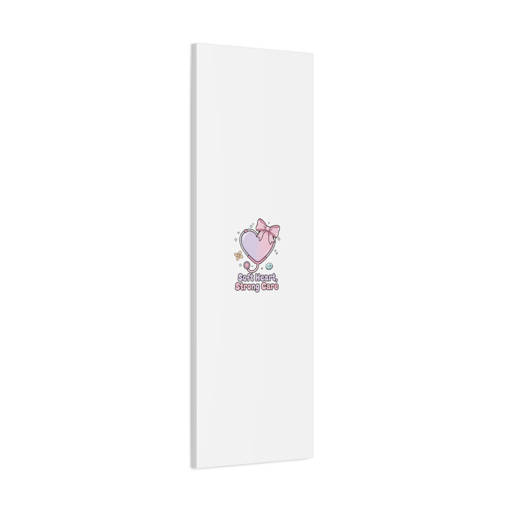 Soft Heart Strong Care Canvas, Pastel Cute Nurse Medical Art | Coquette Healthcare 36" x 36" 1.25"