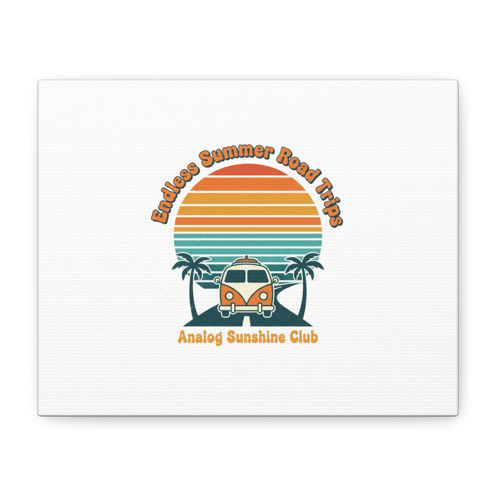 Endless Summer Road Trips Canvas | 1970s Sunset, Retro Surf Palm Art 10" x 8" (Horizontal) 1.25"
