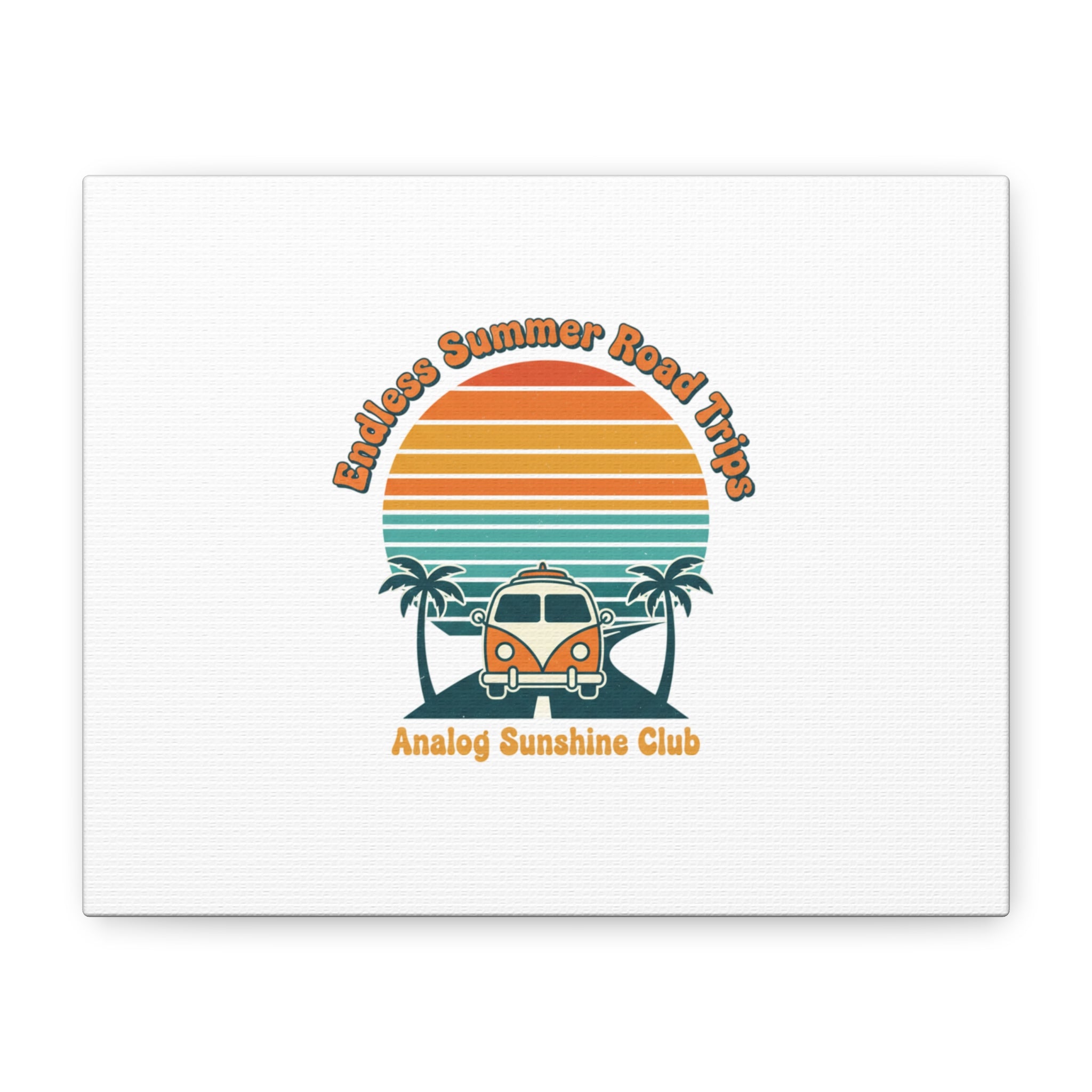 Endless Summer Road Trips Canvas | 1970s Sunset, Retro Surf Palm Art 10" x 8" (Horizontal) 1.25"