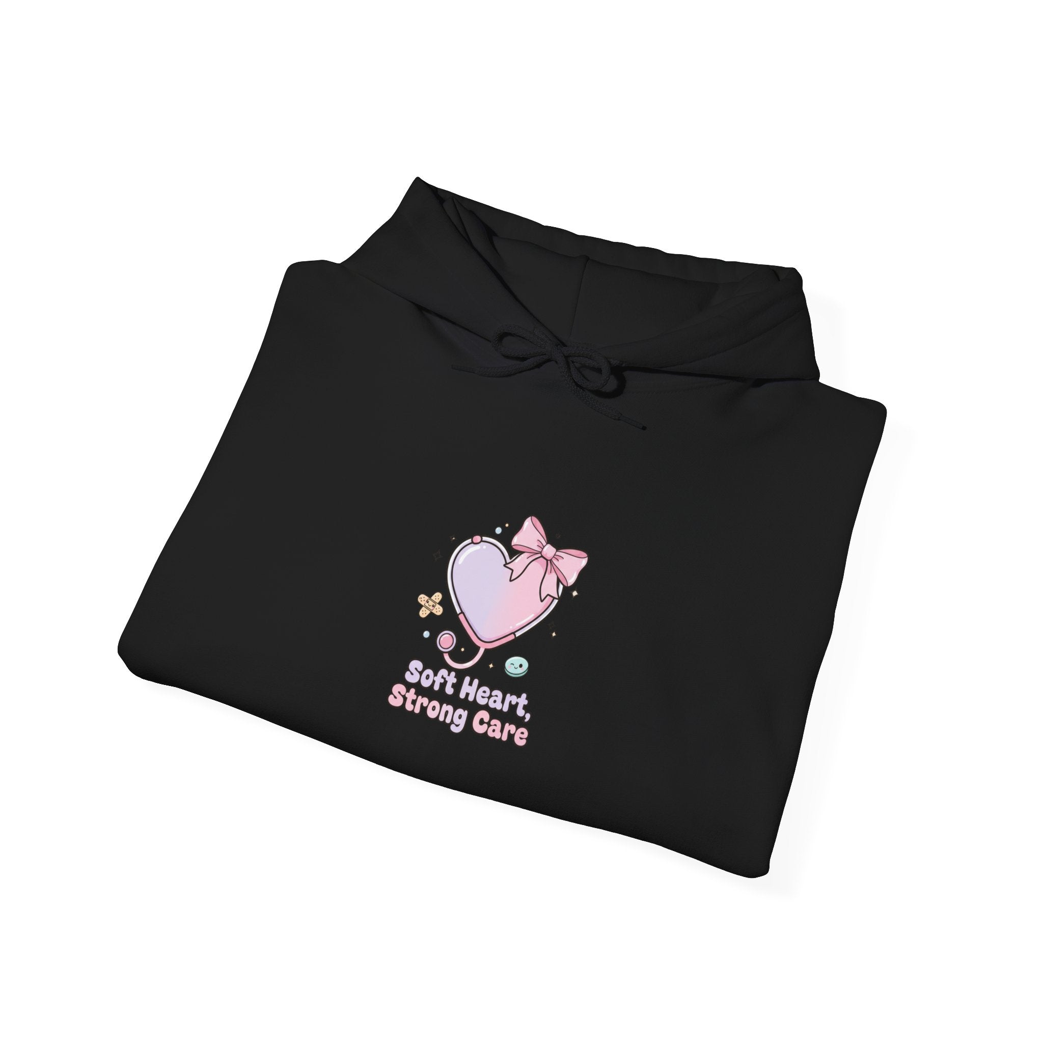 Cute Nurse Heart Graphic Hoodie | pastel coquette medical, kawaii nurse merch Navy