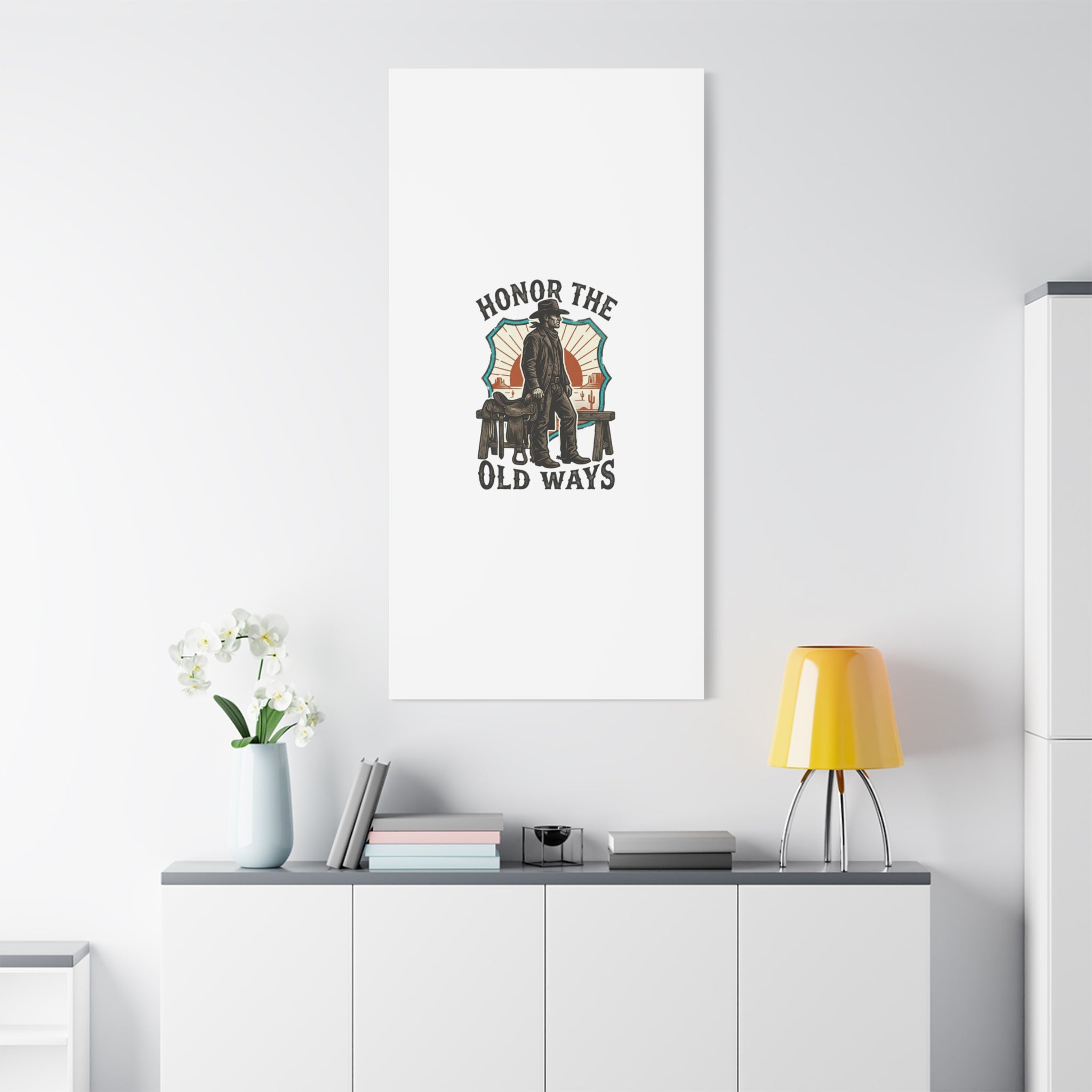 Honor the Old Ways Canvas, Western Americana vintage cowboy frontier 36" x 36" 1.25"