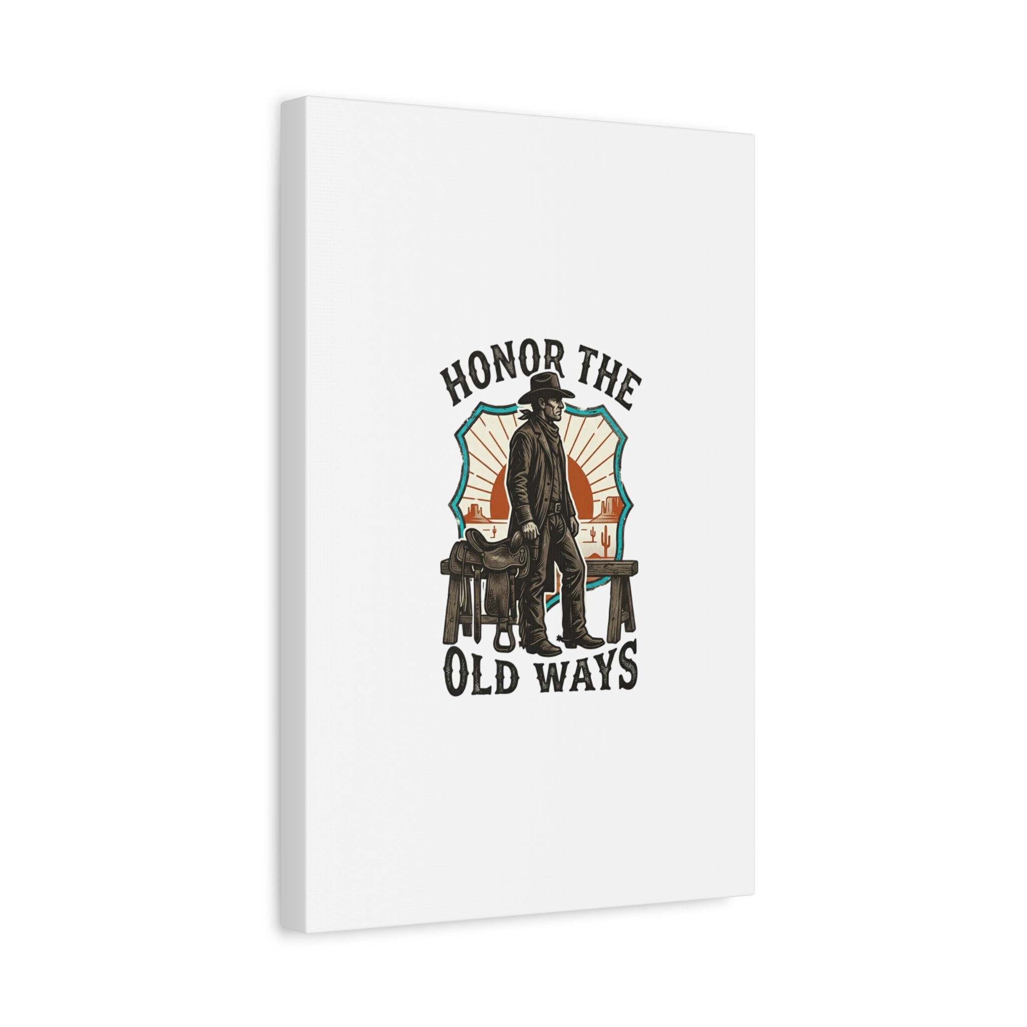 Honor the Old Ways Canvas, Western Americana vintage cowboy frontier 36" x 36" 1.25"