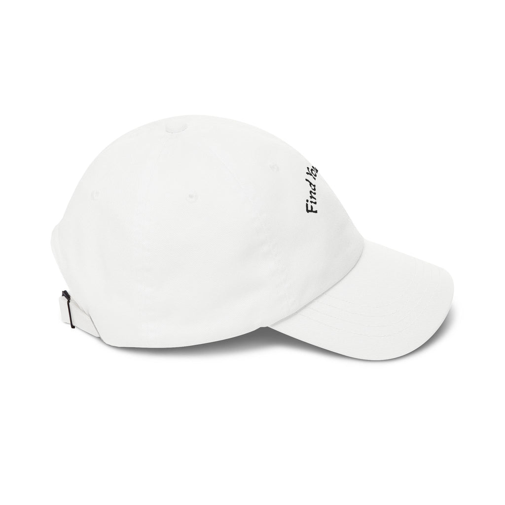 Dad Cap – "Find You're Peace" Embroidered White Baseball Hat.