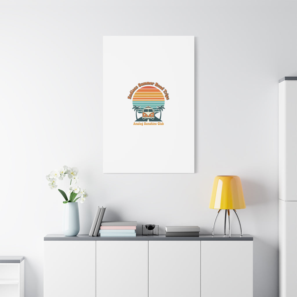 Endless Summer Road Trips Canvas | 1970s Sunset, Retro Surf Palm Art 36" x 36" 1.25"