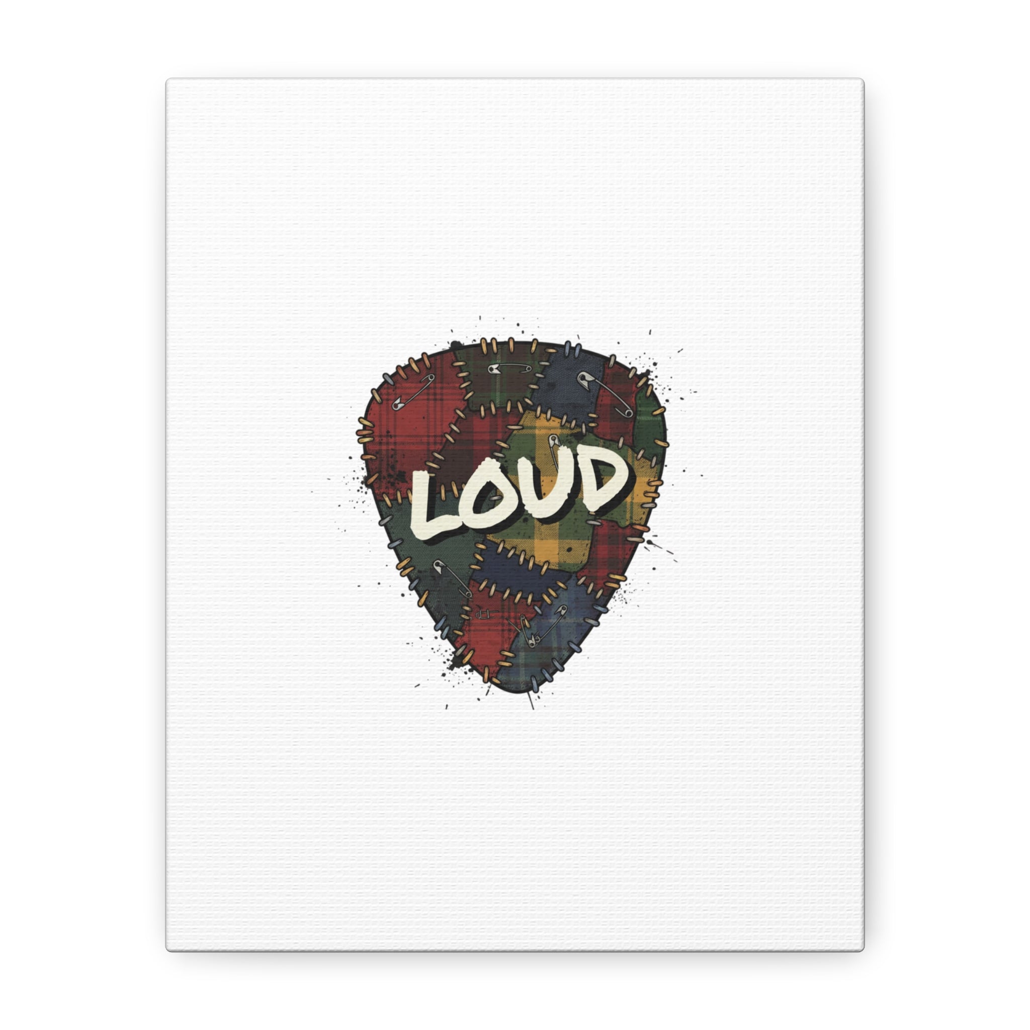 Plaid Patchwork Guitar Pick Canvas, Grunge Revival, 90s Rock Plaid Aesthetic 8" x 10" (Vertical) 1.25"