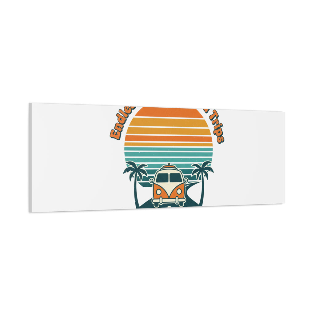 Endless Summer Road Trips Canvas | 1970s Sunset, Retro Surf Palm Art 36" x 36" 1.25"