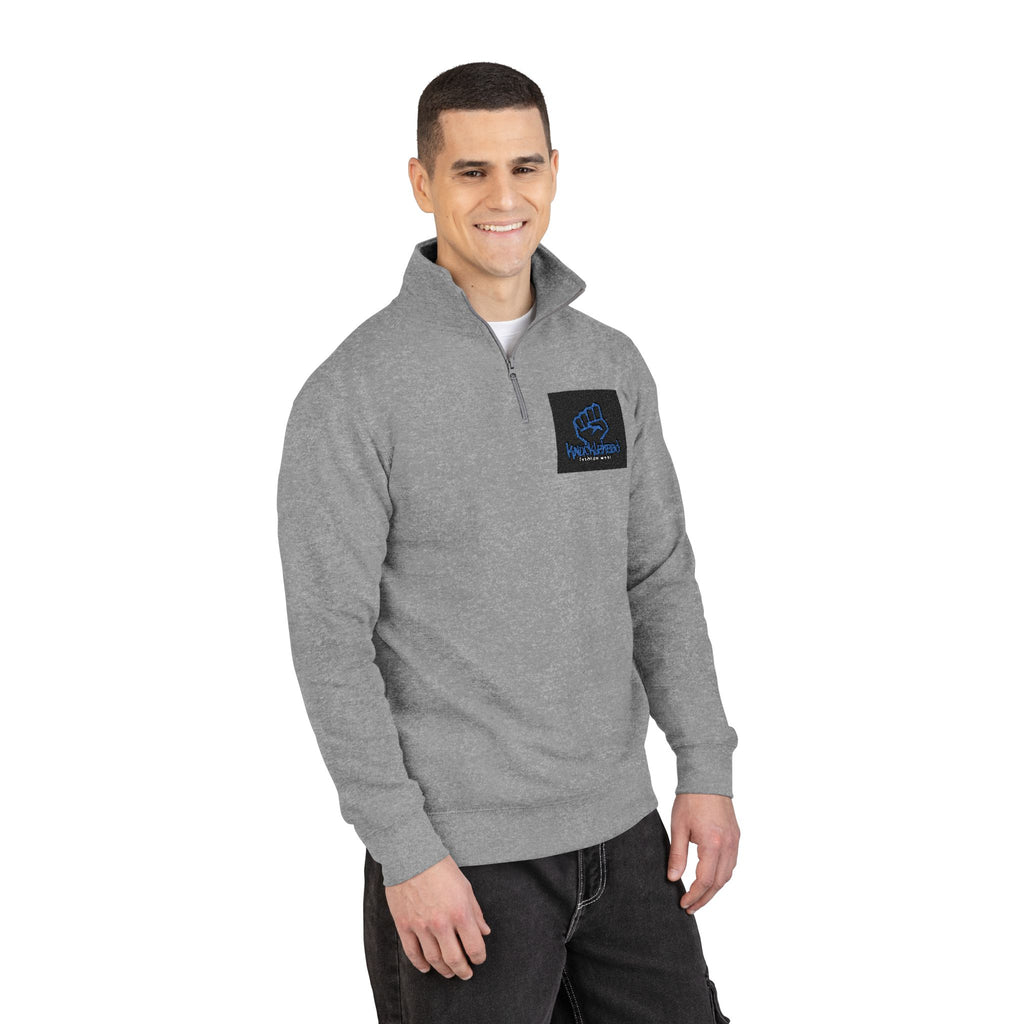 Embroidered Blue Rose Fleece Pullover â Cozy Quarter-Zip Sweatshirt