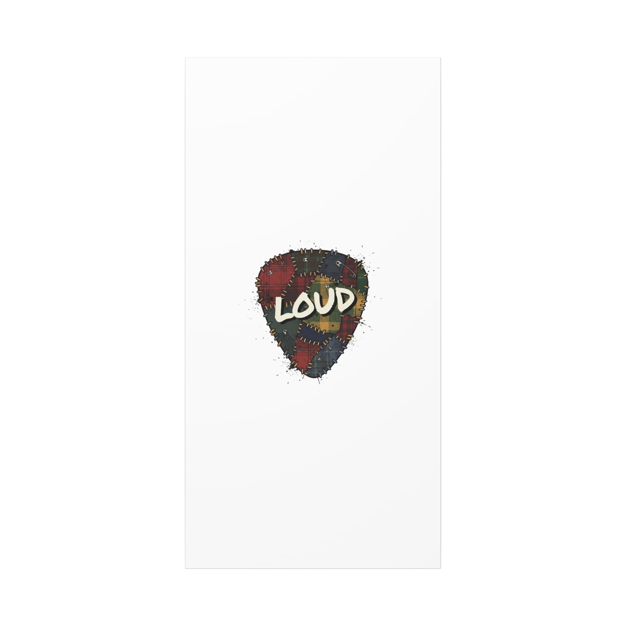 Plaid Patchwork Guitar Pick Canvas, Grunge Revival, 90s Rock Plaid Aesthetic 30" x 60" (Vertical) 1.25"