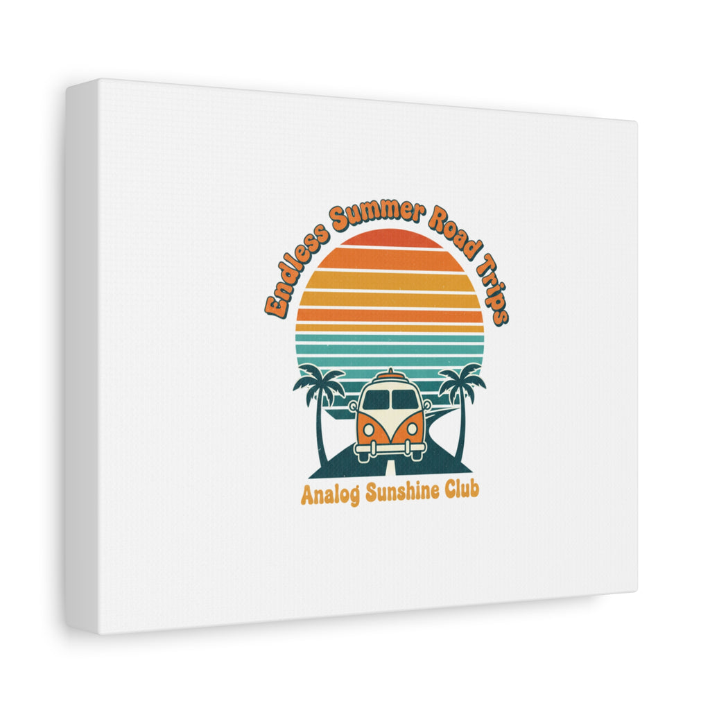 Endless Summer Road Trips Canvas | 1970s Sunset, Retro Surf Palm Art 36" x 36" 1.25"