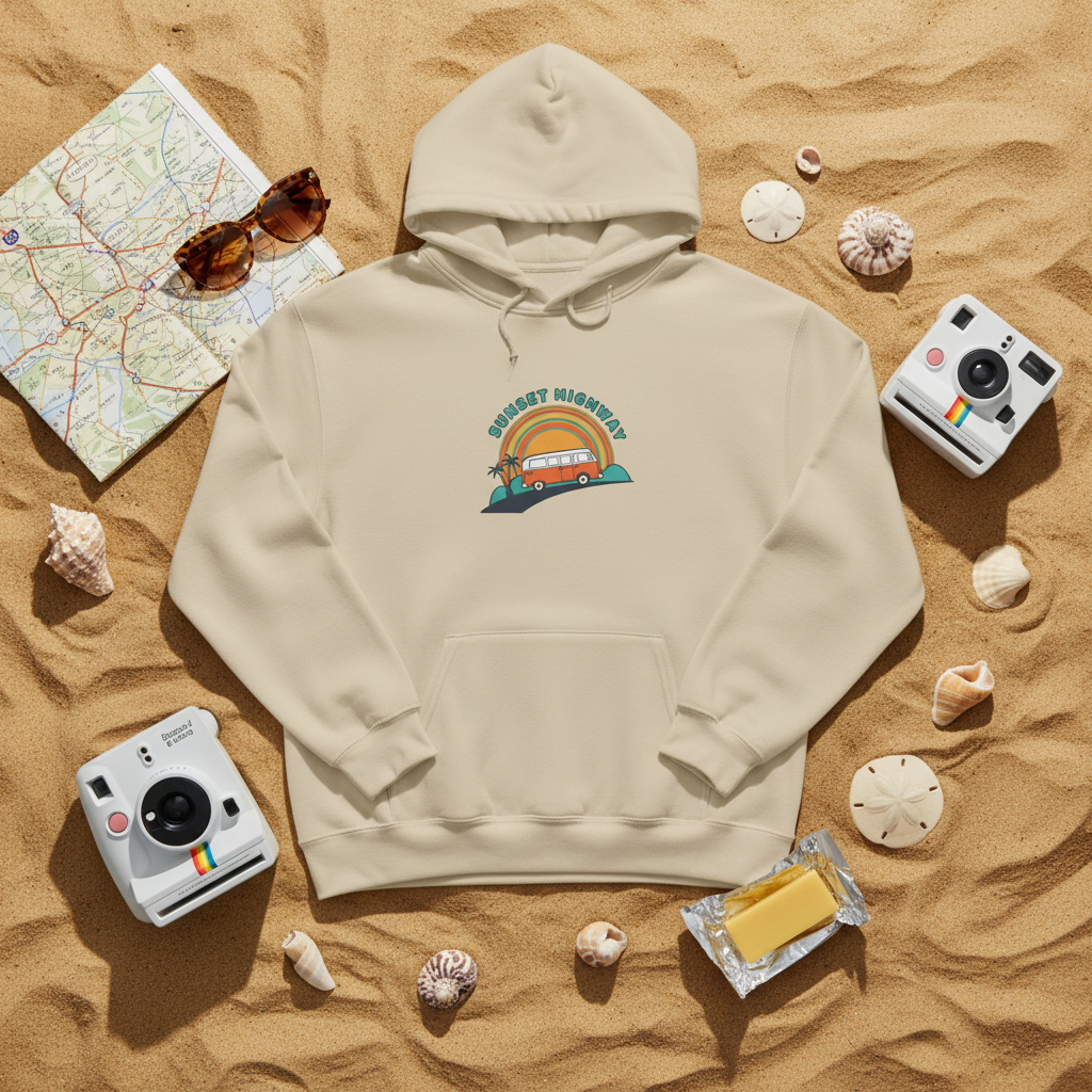 Retro Surf Hoodie - Flat Lay